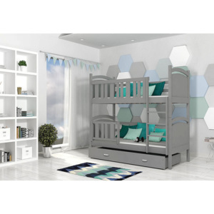 Dětská patrová postel DOBBY color + matrace + rošt ZDARMA, šedá/šedá, 184x80