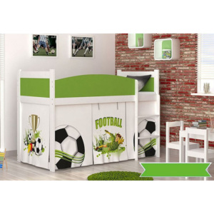 Dětská stanová postel SWING + matrace + rošt ZDARMA, 184x80, bílá/vzor FOTBAL/růžová