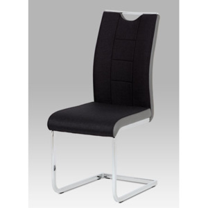 Autronic Jídelní židle chrom / černá látka + šedá koženka DCL-410 BK2