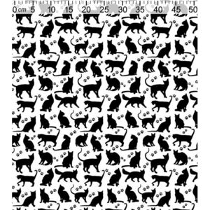 Bavlna tisk - Kočky černé na bílé | RTex