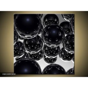 Abstraktní obraz - černé koule (F001309F3030)