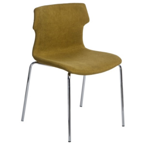 Jídelní židle s čalouněním v zelené barvě na kovové podnoži DO049