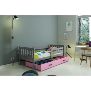 Dětská postel Carlo 80x190 grafit/růžová