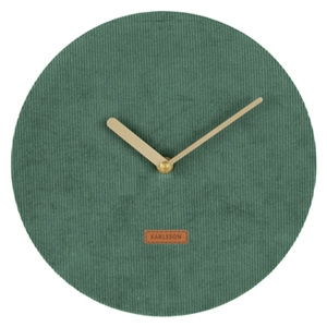 Karlsson Tmavě zelené nástěnné hodiny - Karlsson Corduroy, OE 25 cm