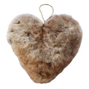 Závěsná dekorativní ozdoba chlupaté hnědé srdce - 15*6*15cm