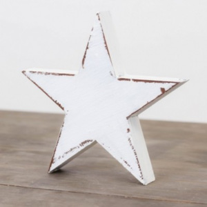 Dřevěná velká hvězda 20 cm - bílá s mašlí 651