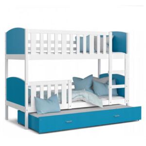 DOBRESNY Barevná patrová postel TAMI 3 190x80 Barva konstrukce: Bílá, Barva ostatních dílů: Bílá