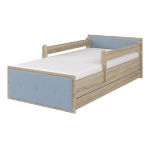 Dětská postel Max Čalouněná 160x80 cm Hnědá - Bez zábran a se šuplíkem - čalounění Modrá