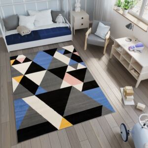 Dětský koberec NOX trojúhelníky - žlutý/růžový/modrý