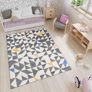 Dětský koberec NOX mozaika - šedý/béžový