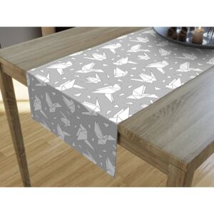 Goldea dekorační běhoun na stůl loneta - vzor origami na šedém 20x180 cm