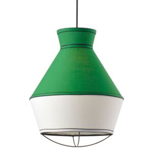 Závěsné svítidlo COLORATO | Ø35X43cm, smaragdová + bílá + černá tkanina | Aca Lighting (V371961PE)