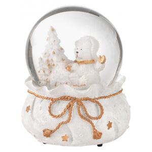 Vánoční hrací sněžítka medvídek u stromu VÁNOCE BRANDANI (barva - bílá, zlatá)
