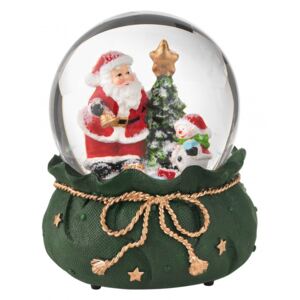 Vánoční hrací sněžítka Santa Claus se sněhulákem VÁNOCE BRANDANI (barva - zelená)