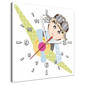 Tištěný obraz s hodinami Chlapec v letadle ZP4103A_1AI