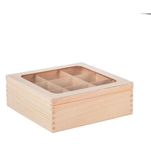 Foglio Dřevěná krabička s plexisklem - 9 přihrádek