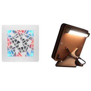Přenosné svítidlo Pieces D-71HO Typ a rozměr: stolní lampa 17x17cm, Barva dekoračního světla: světlemodrá + červená
