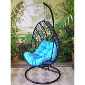 Závěsné relaxační křeslo QUEEN - modrý sedák