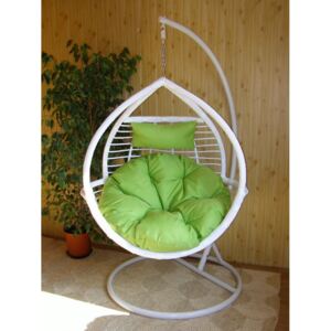Závěsné relaxační křeslo WHITE - zelený sedák