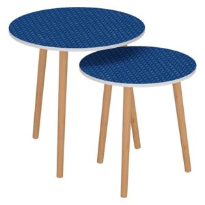 Tempo Kondela, s.r.o. Set dvou příručních stolků, modrá / bílá, BRIX