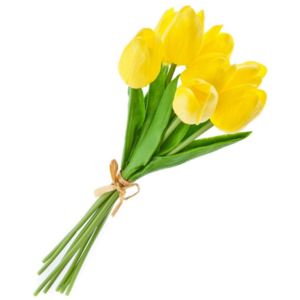 Umělá květina, Tulipán žlutý 1 ks (Nádherný žlutý tulipán, dekorační umělá květina. Tulipán vypadá jako živý, vyrobeno z měkkého plastu.)