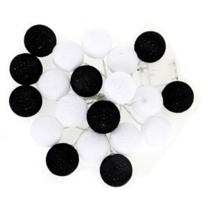 Cotton Balls - svítící koule, černá/bílá, 20ks