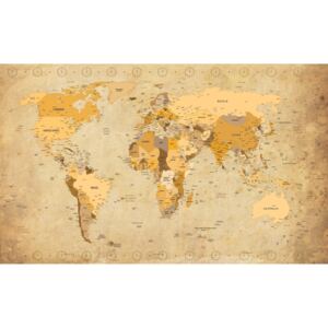 Fototapeta vliesová: Mapa světa (Vintage) - 416x254 cm