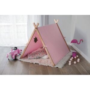 Dětský stan s dřevěnou konstrukcí - růžový