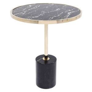 Černý odkládací stolek s podnožím ve zlaté barvě Kare Design San Remo Base, ø 46 cm