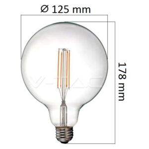 Retro LED žárovka E27 12,5W 1550lm G125 teplá, filament, ekvivalent 100W