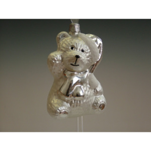 Slezská tvorba Skleněná figurka | medvěd s čepicí a šálou | bílý mat Balení obsahuje: 6 kusů
