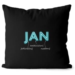 Polštář Mužská jména – NEON (Velikost: 40 x 40 cm, Jméno: Jan)