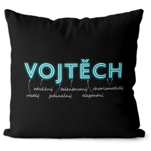 Polštář Mužská jména – NEON (Velikost: 40 x 40 cm, Jméno: Vojtěch)