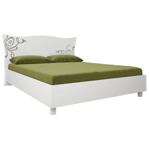 Manželská postel GLOE + rošt + matrace MORAVIA, 160x200, bílá lesk