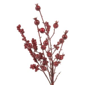 Podzimní dekorace, větvička červené jeřabiny 42 cm