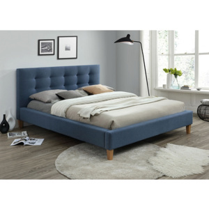 Čalouněná postel WALKER + rošt, 160x200, modrá