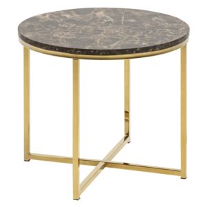 Konferenční stolek kulatý Alma, 50 cm, zlatá/hnědá (Konferenční stolek kulatý Alma, 50 cm, zlatá/hnědá, Konferenční stolky)