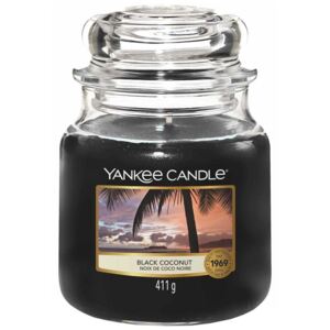 Yankee Candle - vonná svíčka Black Coconut (Černý kokos) 411g (Západ slunce v ráji... Sytý sladký kokos, cedr a ostrovní květy slibují večery, plné luxusního klidu.)