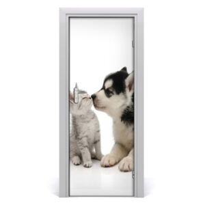 Samolepící fototapeta na dveře Pes a kočka