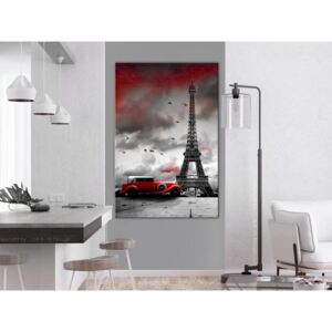 Obraz červené auto v Paříži - Red Car in Paris