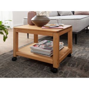 Dřevěný stolek na kolečkách ROGER borovice masiv/barva dub medový