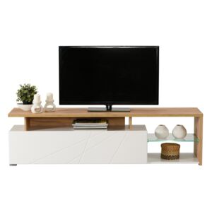 Televizní stolek s osvětlením Alaric - bílá/dub zlatý