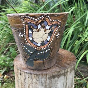 Keramika Javorník květináč - květina 20 x 18 cm, hnědý