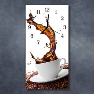 E-shop24, 60x30 cm, Hnn249715153 Nástěnné hodiny obrazové na skle - Šálek kávy