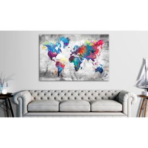 Obraz mapa světa na šedém podkladu - World Map: Grey Style