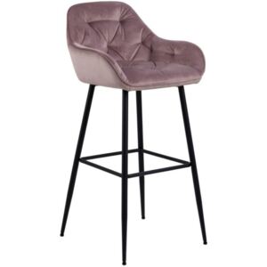 SCANDI Růžová sametová barová židle Norman 75 cm