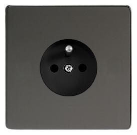 Síťová zásuvka MAINS SOCKET - Bezšroubkový - 1-modulový - černé (lesklé) iridium Česká, Černá, 16A