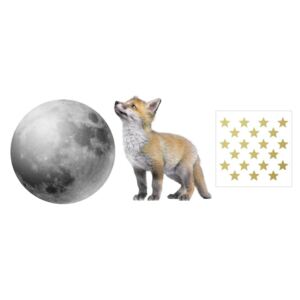 Set nástěnných samolepek Dekornik Little Fox And His Friend The Moon