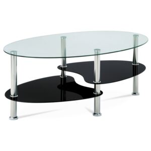 Konferenční stolek STAGNO – nerez, sklo, černá, 100×60×41