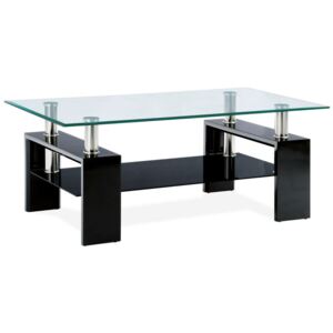 Konferenční stolek VALLO – sklo, černá, 110×60×45